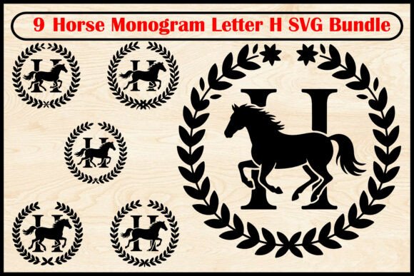 9 Horse Monogram Letter H SVG Bundle – Elegant Graphics for Crafters & Etsy Sellers
