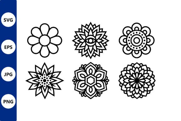 Bold Line Art Flower Mandala Set: Elegant Graphics for Branding & Visual Content