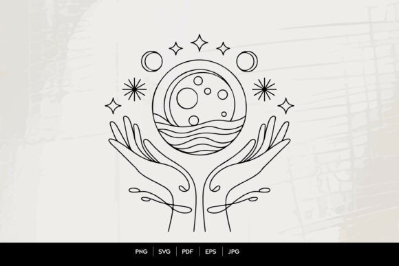 Celestial Hands Moon Line Art SVG: A Designer’s Review for Branding & Graphics Use