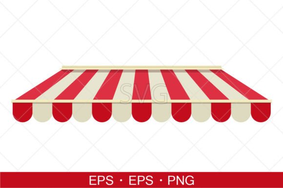 Classic Striped Shop Canopy: A Versatile Graphic for Branding and Illustration Projects