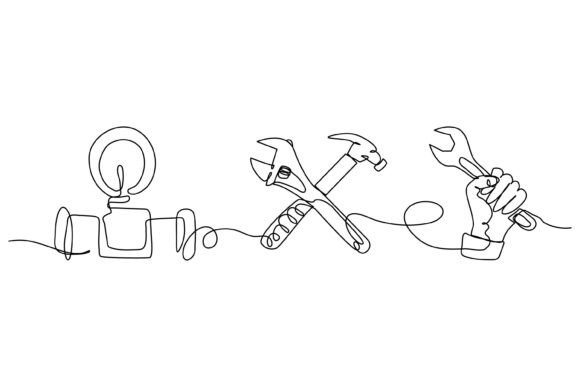 Continuous Line Design of Water Pump: A Minimalist Graphic for Marketing Clarity