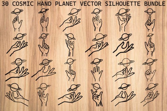 Cosmic Hand Planet Silhouette Graphics for Crafters & Etsy Sellers