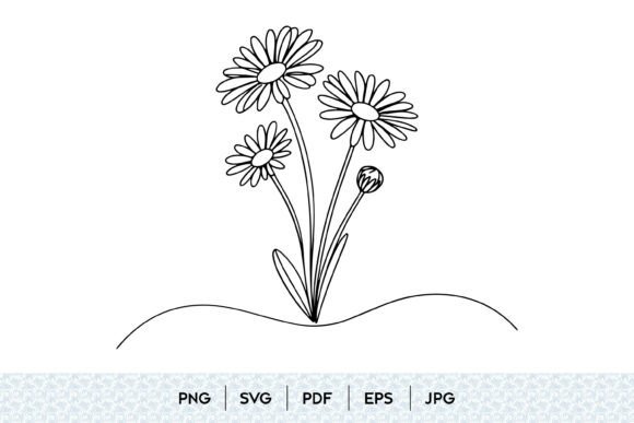 Daisy Flower Line Art SVG: Simple Graphics for Handmade Illustrations