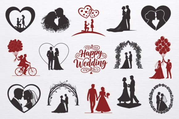 Elegant Wedding Couple Graphics for Branding & Marketing