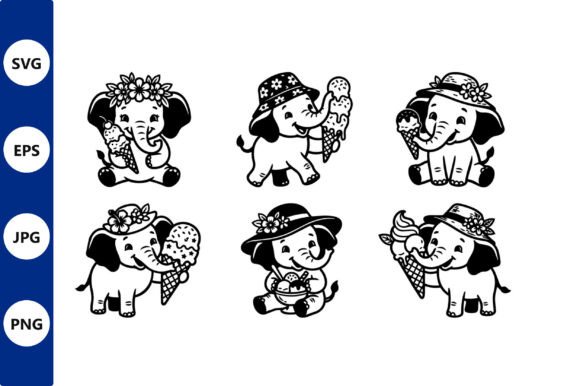Elephant Ice Cream Line Art Set Review