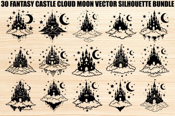 Fantasy Castle Cloud Moon Bundle: Graphics for Magical Editorial Design