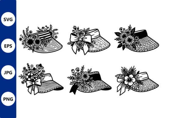 Floral Sun Hats Vector Set with Ribbons – A Handmade Business Must-Have for Spring & Summer Crafts