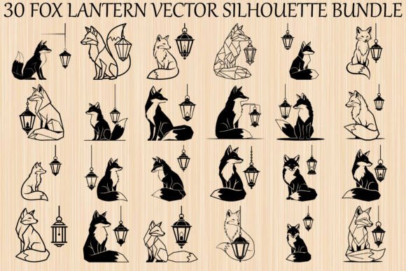 Fox Lantern Silhouette Bundle: Woodland Charm Meets Embroidery Craft