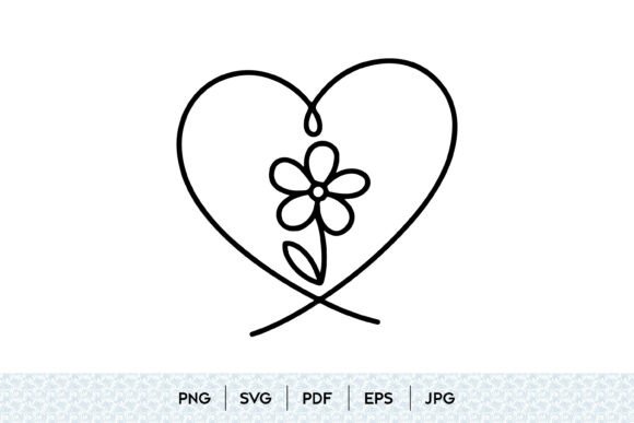 Heart Flower One Line SVG: A Minimalist Graphic for Digital Sellers