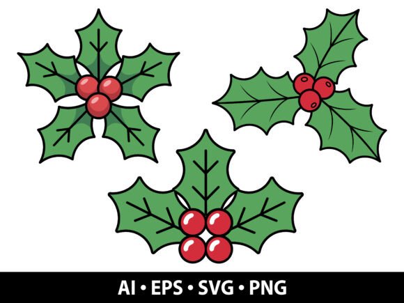 Holly Berry Vector SVG Bundle: Festive Graphics for Holiday-Themed Digital Products