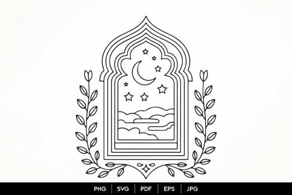 Islamic Arch Moon Stars Window SVG: A Versatile Graphic for Elegant Editorial Design