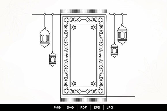 Islamic Prayer Rug Lantern Frame SVG for Branding and Marketing Visuals