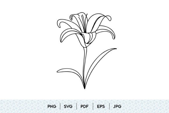 Lily Flower Outline SVG for Crafting Graphics & Illustrations