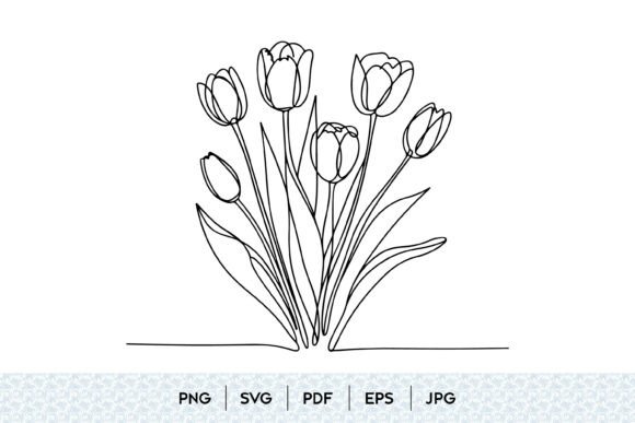 Minimal Tulip Bouquet One Line Art SVG for Blog Graphics & Editorial Illustrations