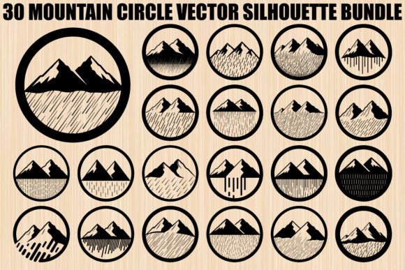 Mountain Circle Silhouette Bundle: Clean Graphics for Brand Storytelling