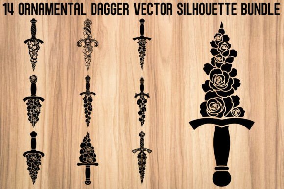 Ornamental Dagger Graphics: Elegant Illustrations for Bold Branding