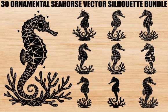 Ornamental Seahorse Silhouette Graphics for Illustrative Blog Design
