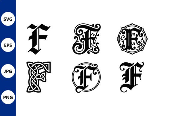 Ornate F Monogram Black Vector: Elegant Graphics for Branding & Illustrations