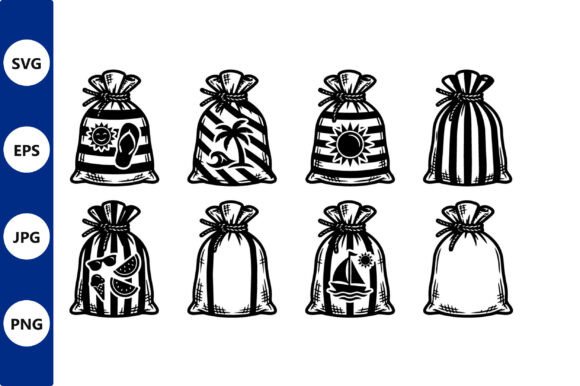 Patterned Bag Vector Line Art for Graphics & Illustration Sellers