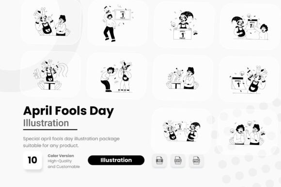 Playful April Fools Day 2D Illustration Graphics for Crafters & Etsy Sellers