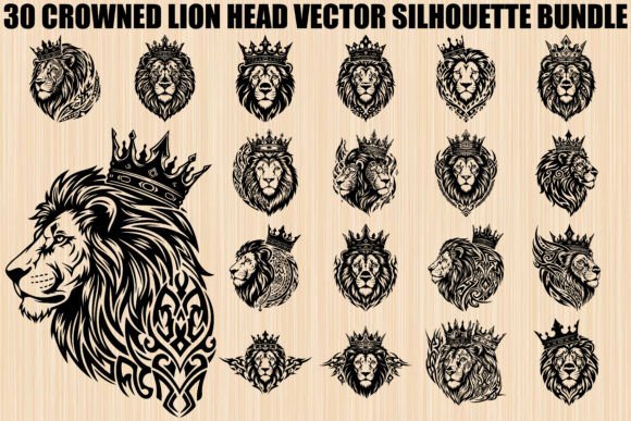 Reviewing the Crowned Lion Head Silhouette Bundle for Branding and Marketing Graphics
