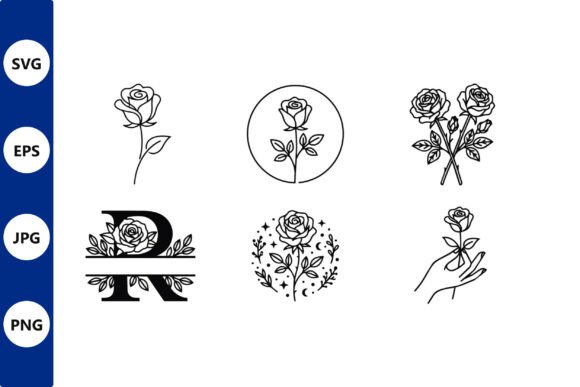 Rose Line Art Vector Set: Elegant Graphics for Branding & Marketing Illustrations