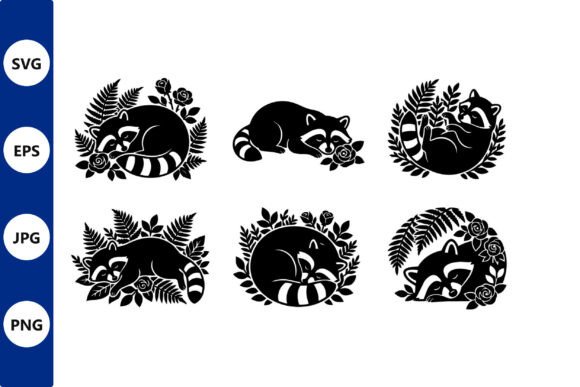 Sleeping Raccoon Florals Vector – A Playful Illustration for Branding & Marketing Graphics