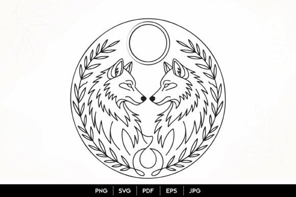 Twin Wolf Moon Line Art SVG Review for Real Embroidery Use